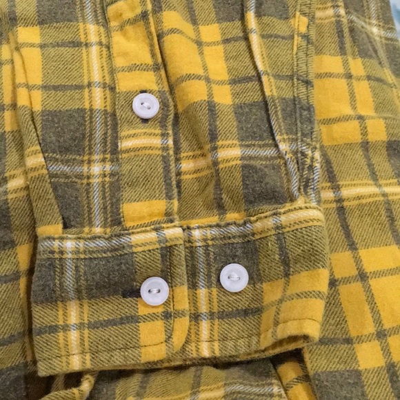 THE NORMAL BRAND CLASSIC GINGHAM BUTTON UP GOLD PLAID FLANNEL SHIRT AUTU… - Picture 10 of 12